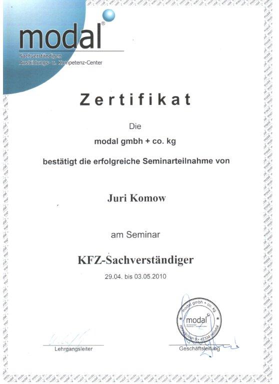 Komow Zertifikat MODAL